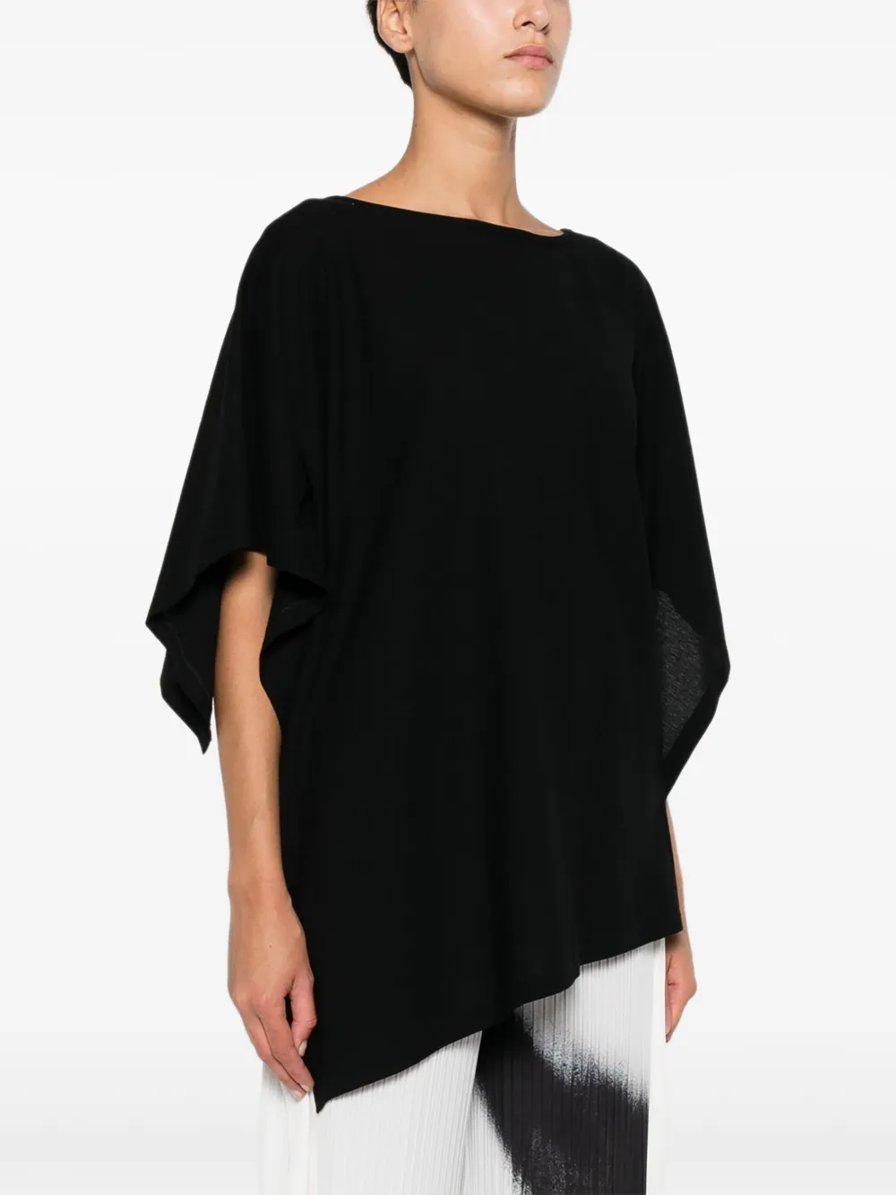 Issey Miyake Layered Asymmetric Top In Black