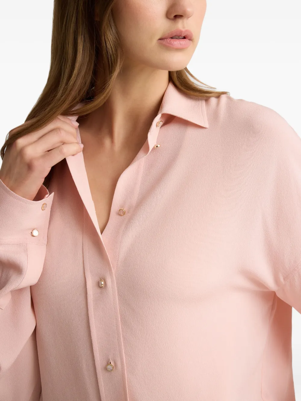St John Sharon Long-sleeves Blouse In Pink