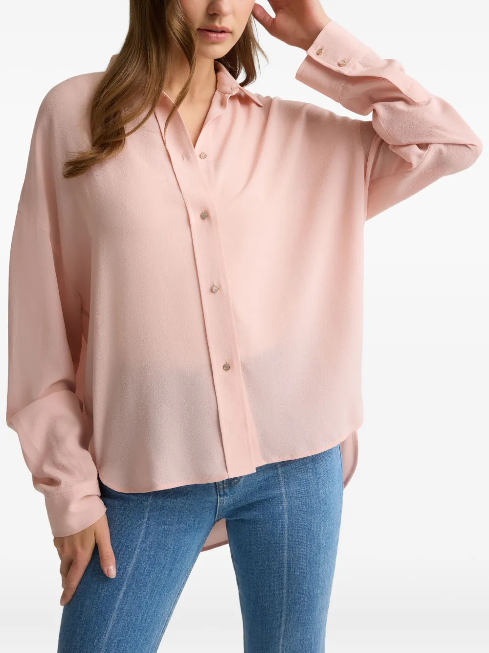St John Sharon Long-sleeves Blouse In Pink