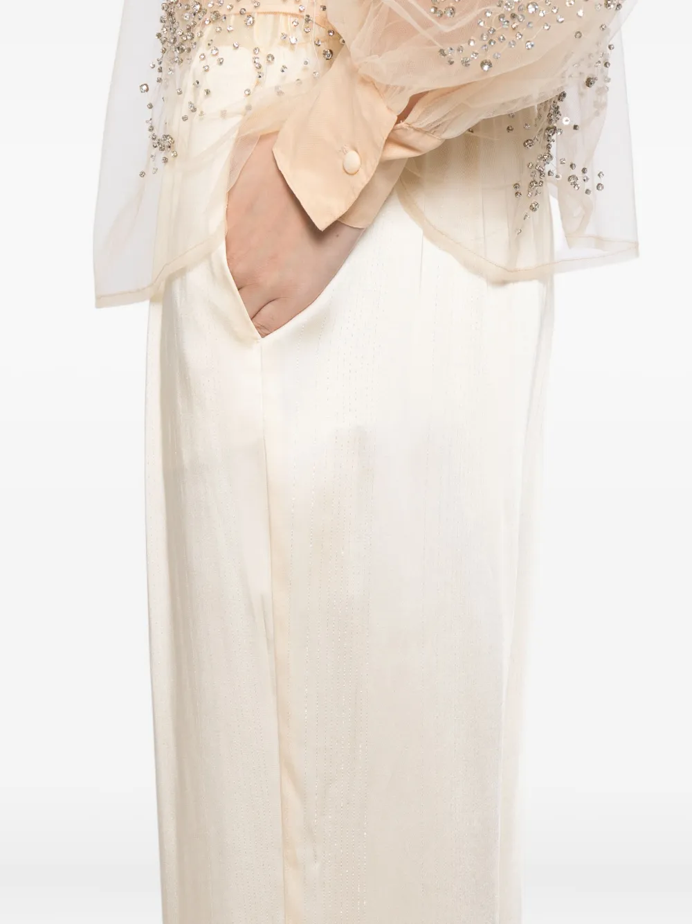 Forte Forte Pinstriped Satin Pants In Neutral