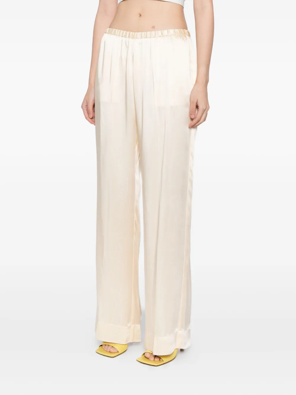 Forte Forte Pinstriped Satin Pants In Neutral