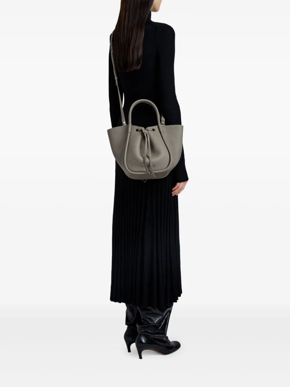 Proenza Schouler Kleine shopper met trekkoord en ruches - Grijs
