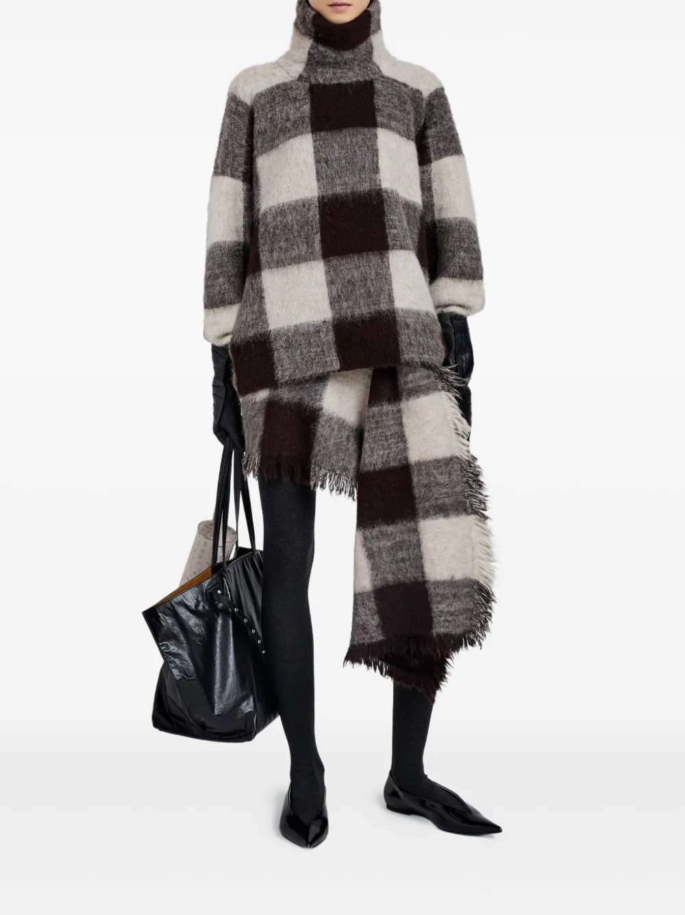 Proenza Schouler High-neck Check-print Sweater In Black