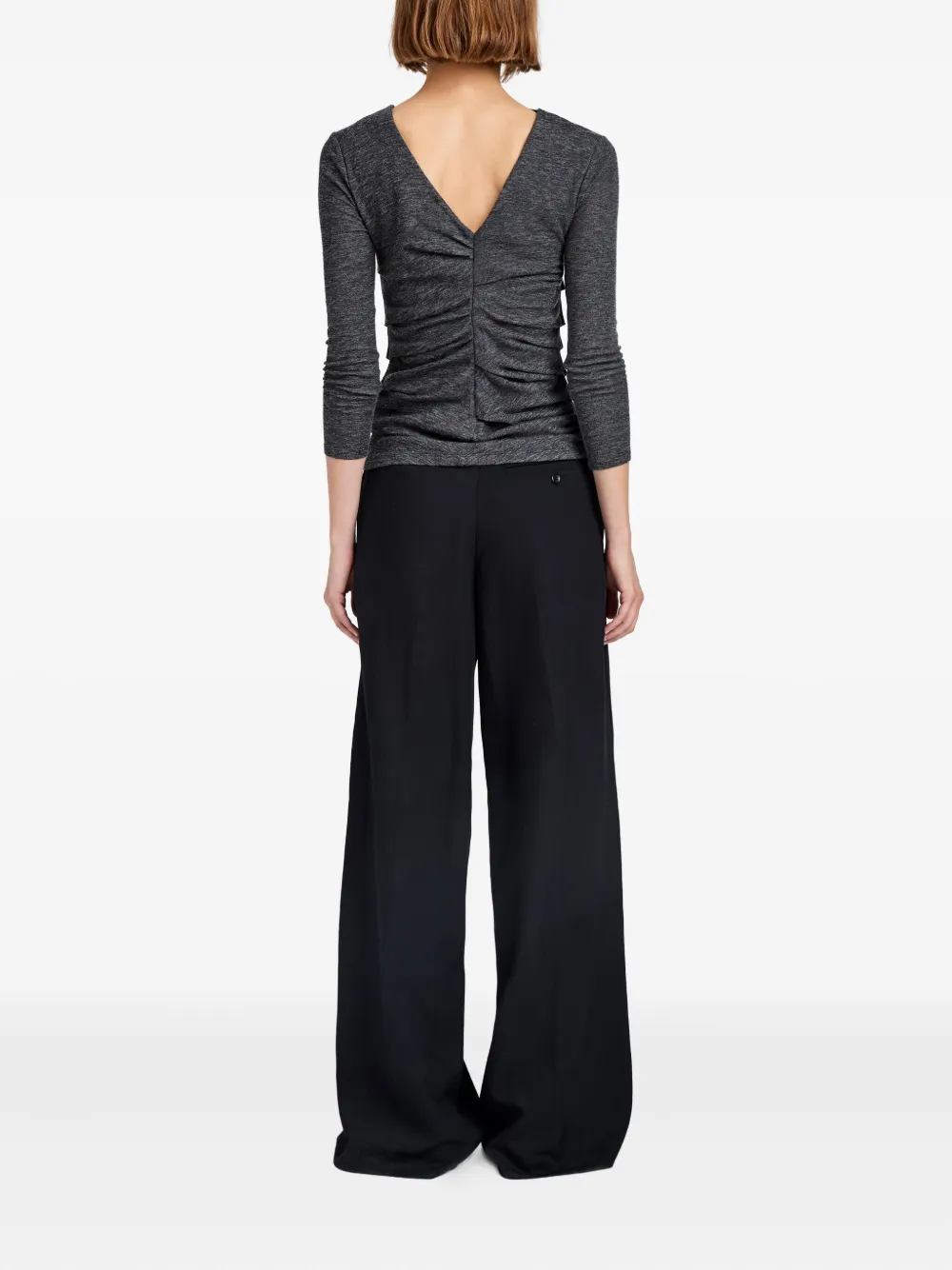 Proenza Schouler White Label Blythe Boat-neck Gathered Top In Gray