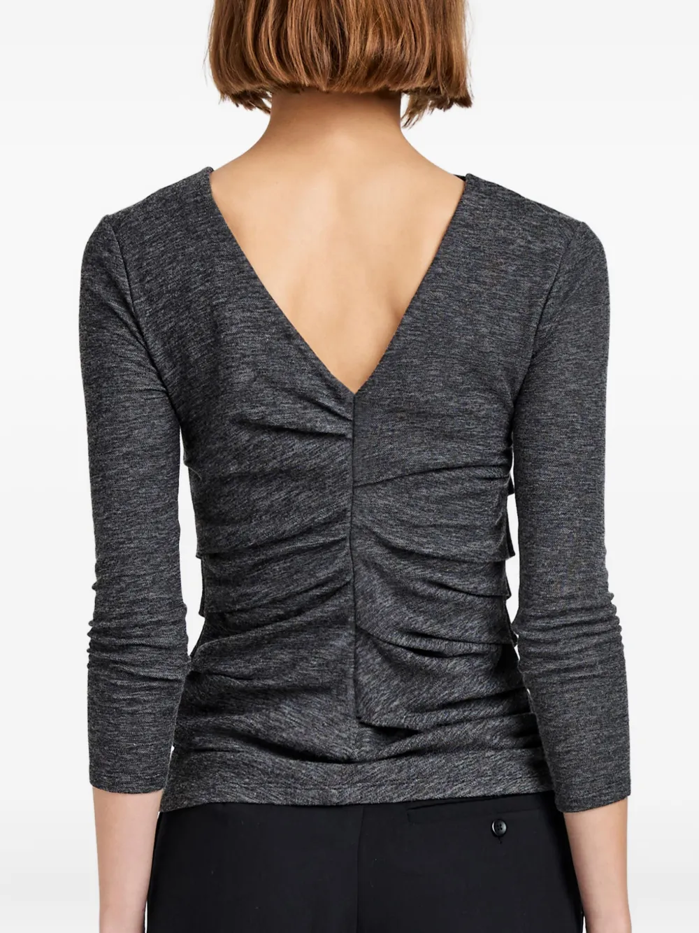 Proenza Schouler White Label Blythe Boat-neck Gathered Top In Gray