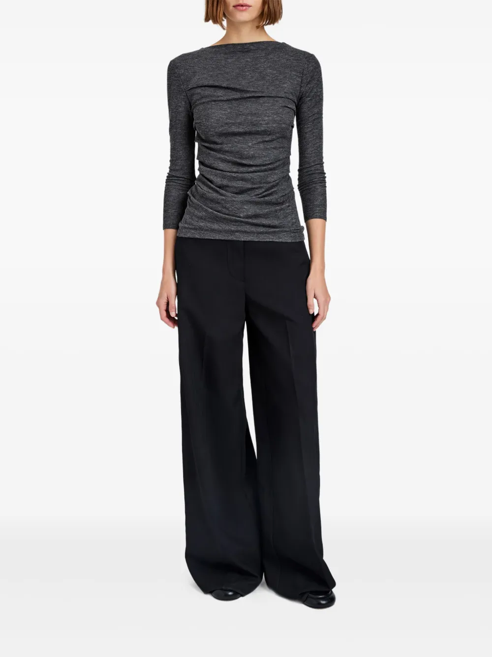 Proenza Schouler White Label Blythe boat-neck gathered top - Grijs