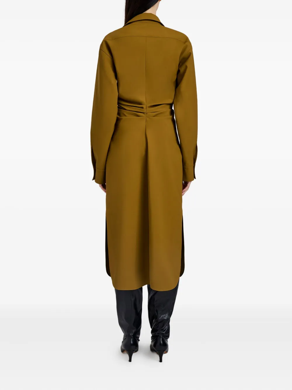 Proenza Schouler Button-down Cinched Shirt Midi Day Dress In Brown