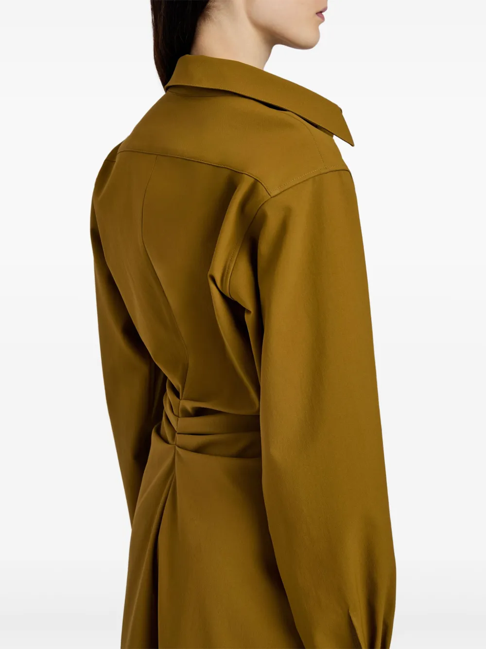 Proenza Schouler Button-down Cinched Shirt Midi Day Dress In Brown