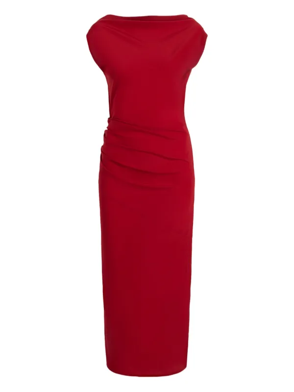 Proenza Schouler Draped cowl-neck Midi Day Dress | Red | FARFETCH