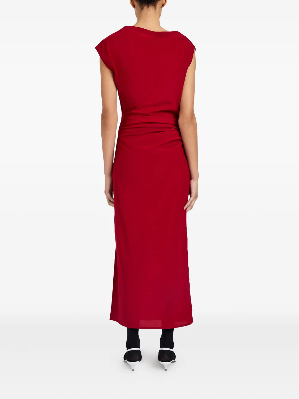 Proenza Schouler Draped Cowl-neck Midi Day Dress In Red