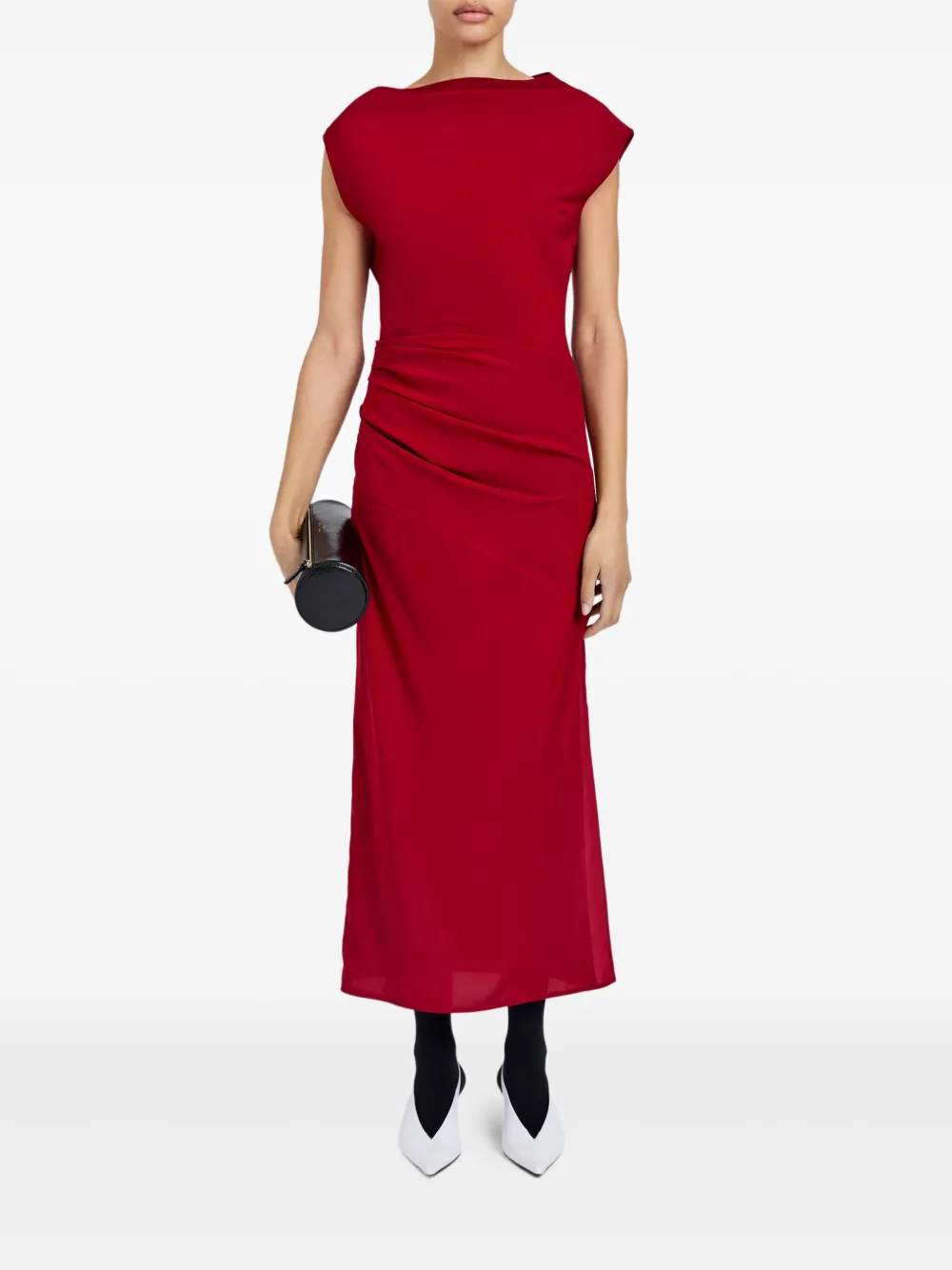 Proenza Schouler draped cowl-neck midi day dress - Rood