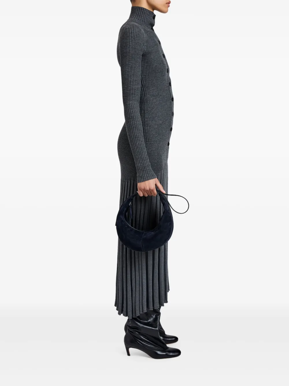 Proenza Schouler Slide halvemaanvormige suède schoudertas - Blauw