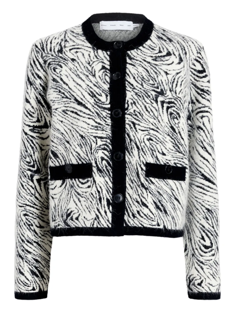 Proenza Schouler White Label Amina zebra-print cardigan | Black | Image 1