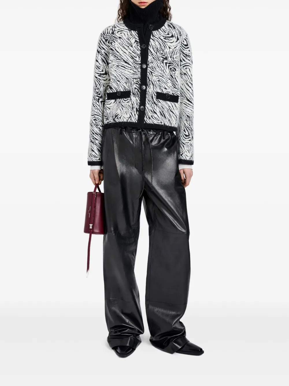 Proenza Schouler White Label Amina zebra-print cardigan | Cropped Jackets | Image 2