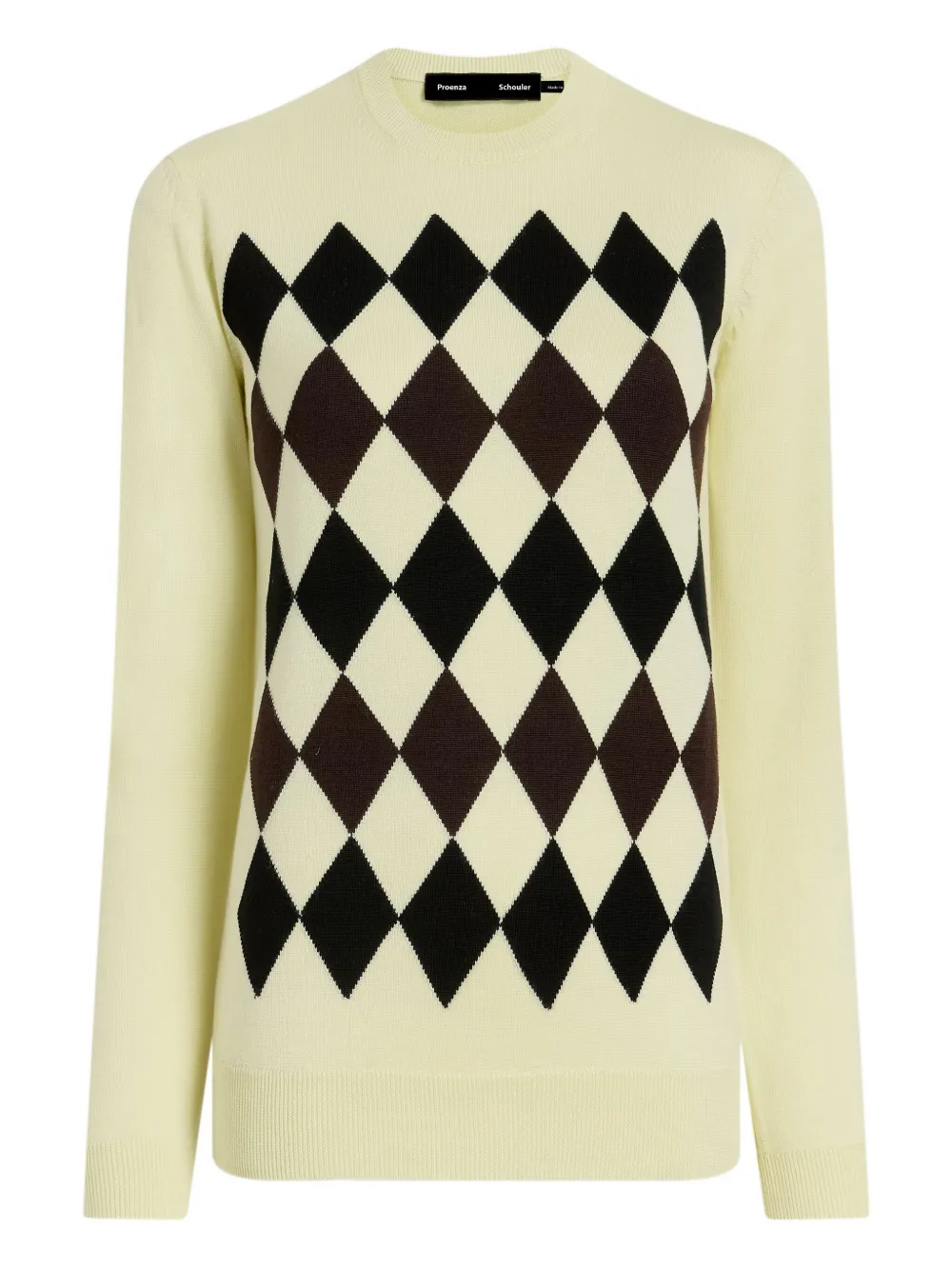 Proenza Schouler diamond-pattern merino wool-silk blend sweater | Yellow | Image 1