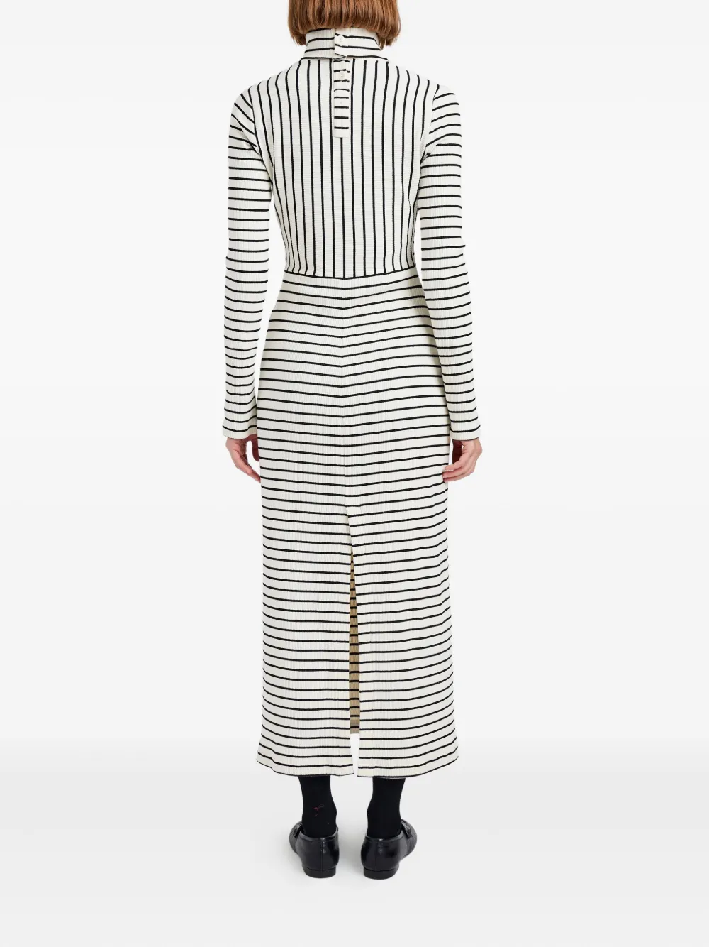 Proenza Schouler White Label Frances Striped Turtleneck Midi Dress In White