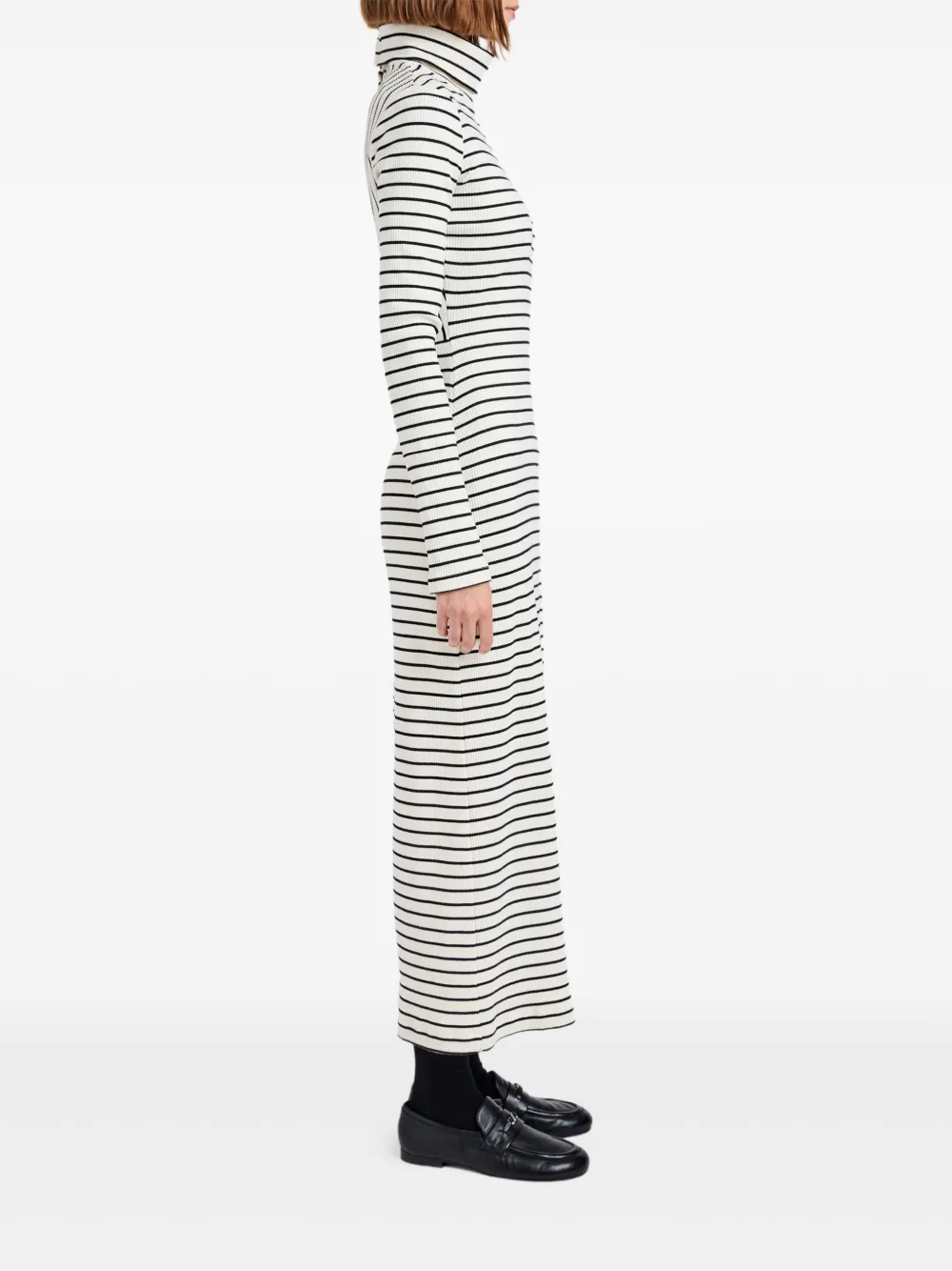 Proenza Schouler White Label Frances Striped Turtleneck Midi Dress In White