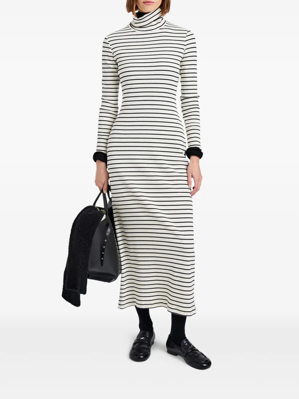 Proenza Schouler White Label Frances gestreepte midi-jurk met col - Wit