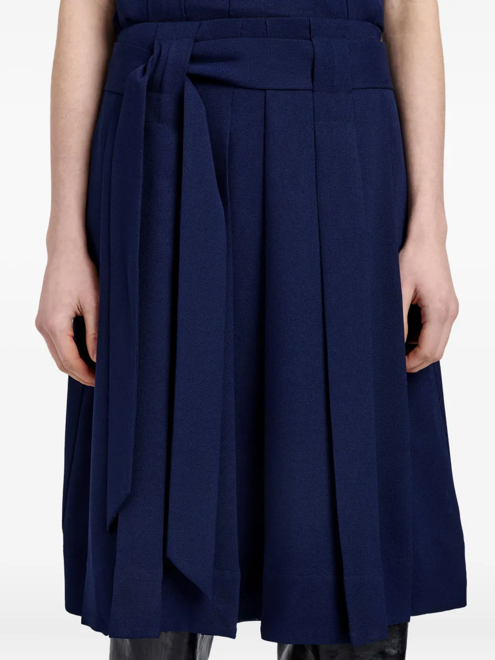 Proenza Schouler White Label Jess Pleated Belted Skirt In Blue