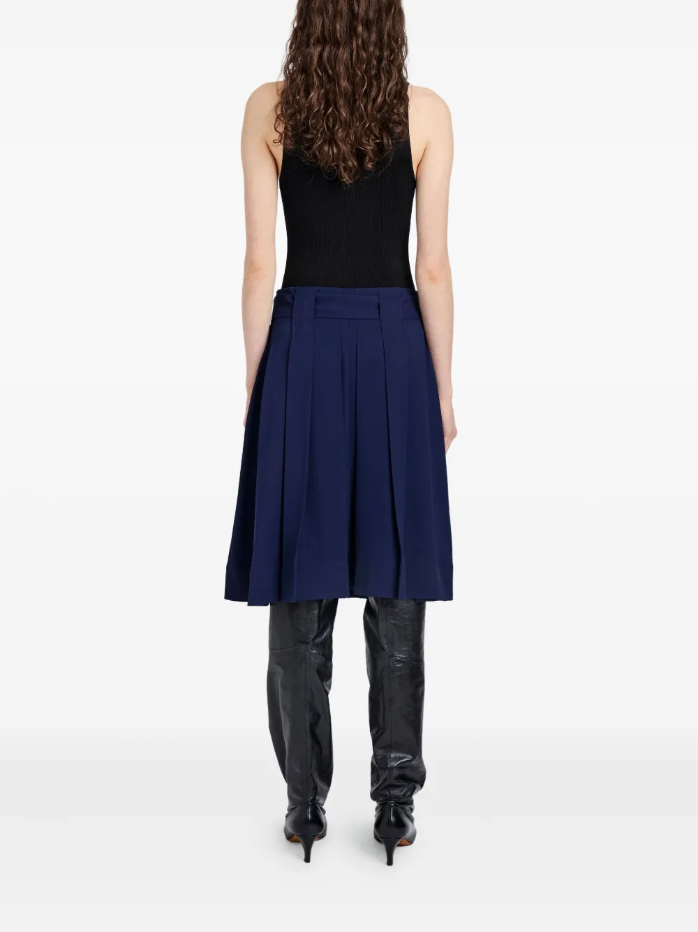 Proenza Schouler White Label Jess Pleated Belted Skirt In Blue