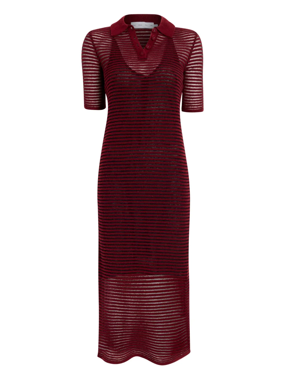 Proenza Schouler White Label Meline Striped Polo-collar Midi Dress In Burgundy