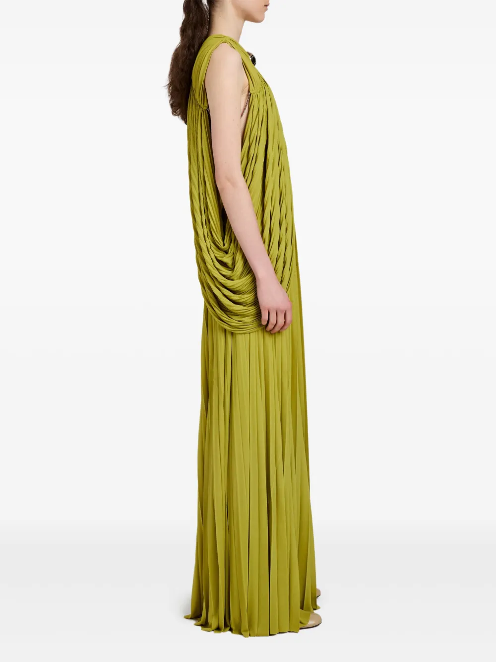 Proenza Schouler Bari Embellished Draped Gauze-jersey Top And Maxi Skirt Set In Green