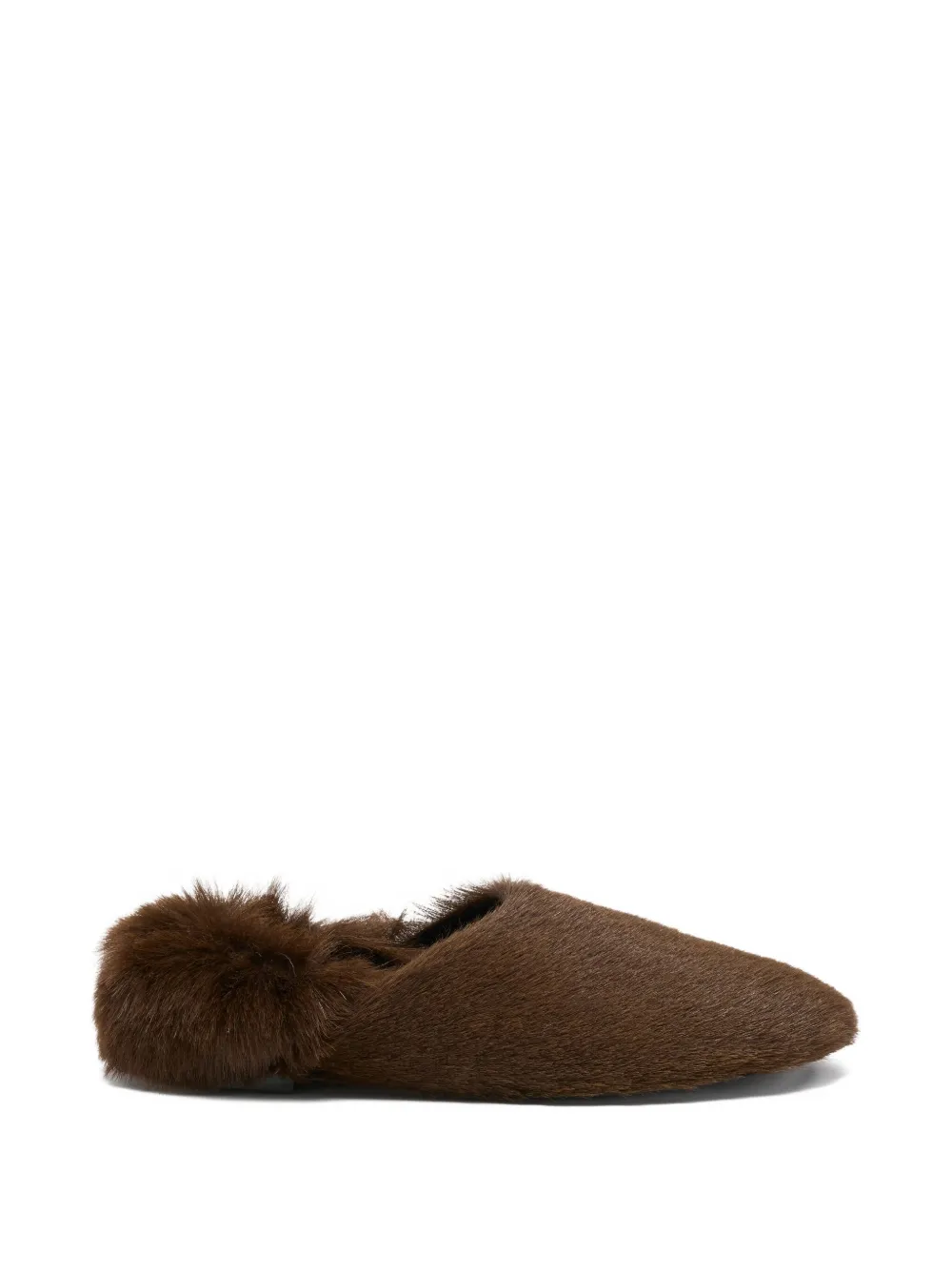 Proenza Schouler fur-trimmed calfskin slippers - Marrone