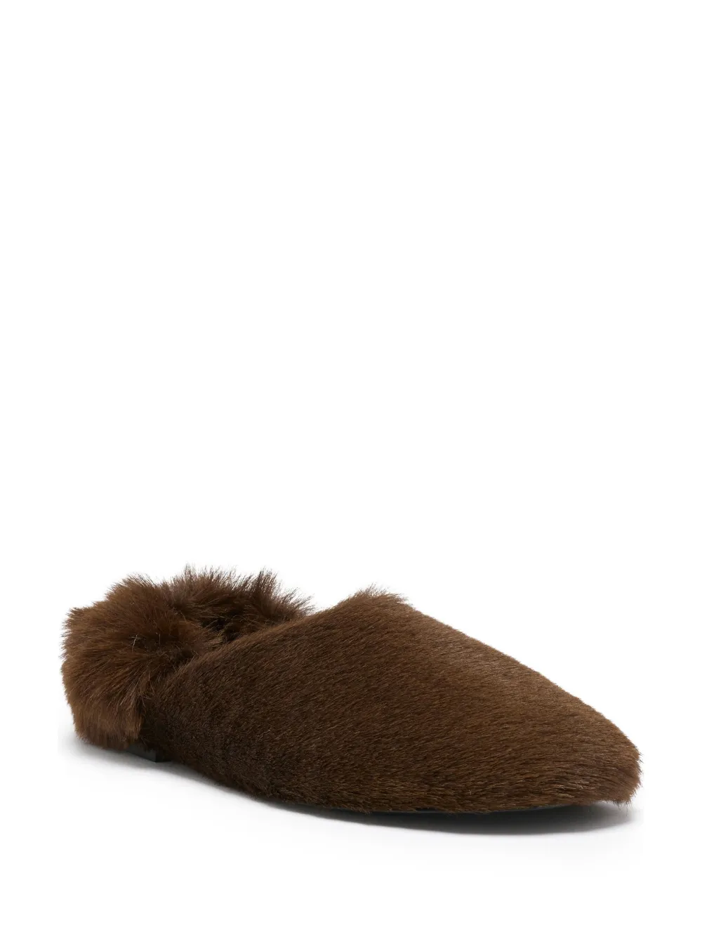 Proenza Schouler fur-trimmed calfskin slippers Brown