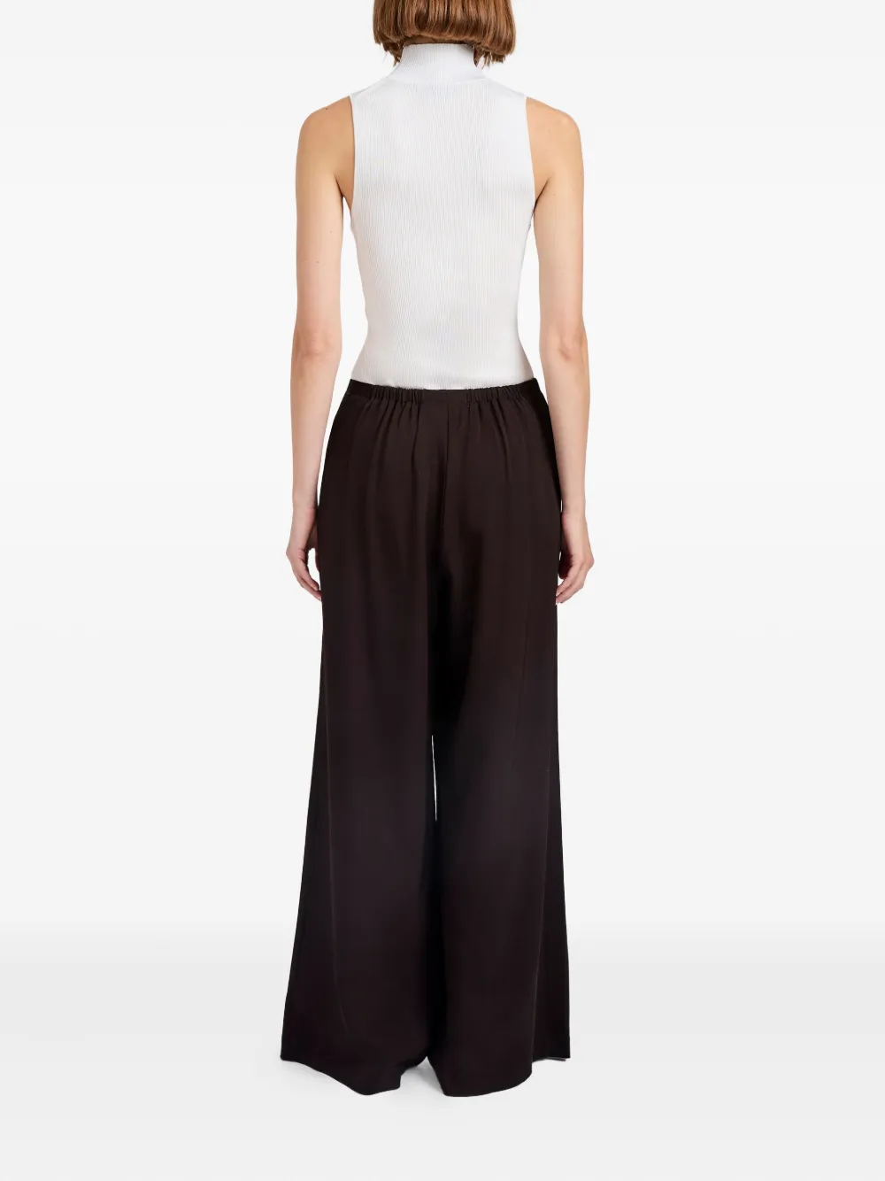Proenza Schouler White Label Broek met elastische taille en wijde pijpen Bruin