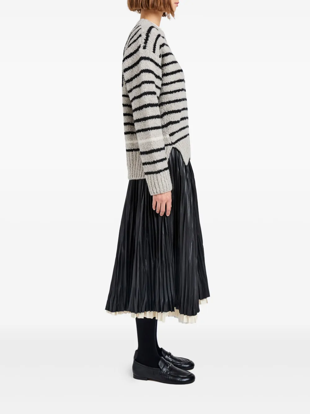 Proenza Schouler White Label Leonie Striped Wool Sweater In Gray