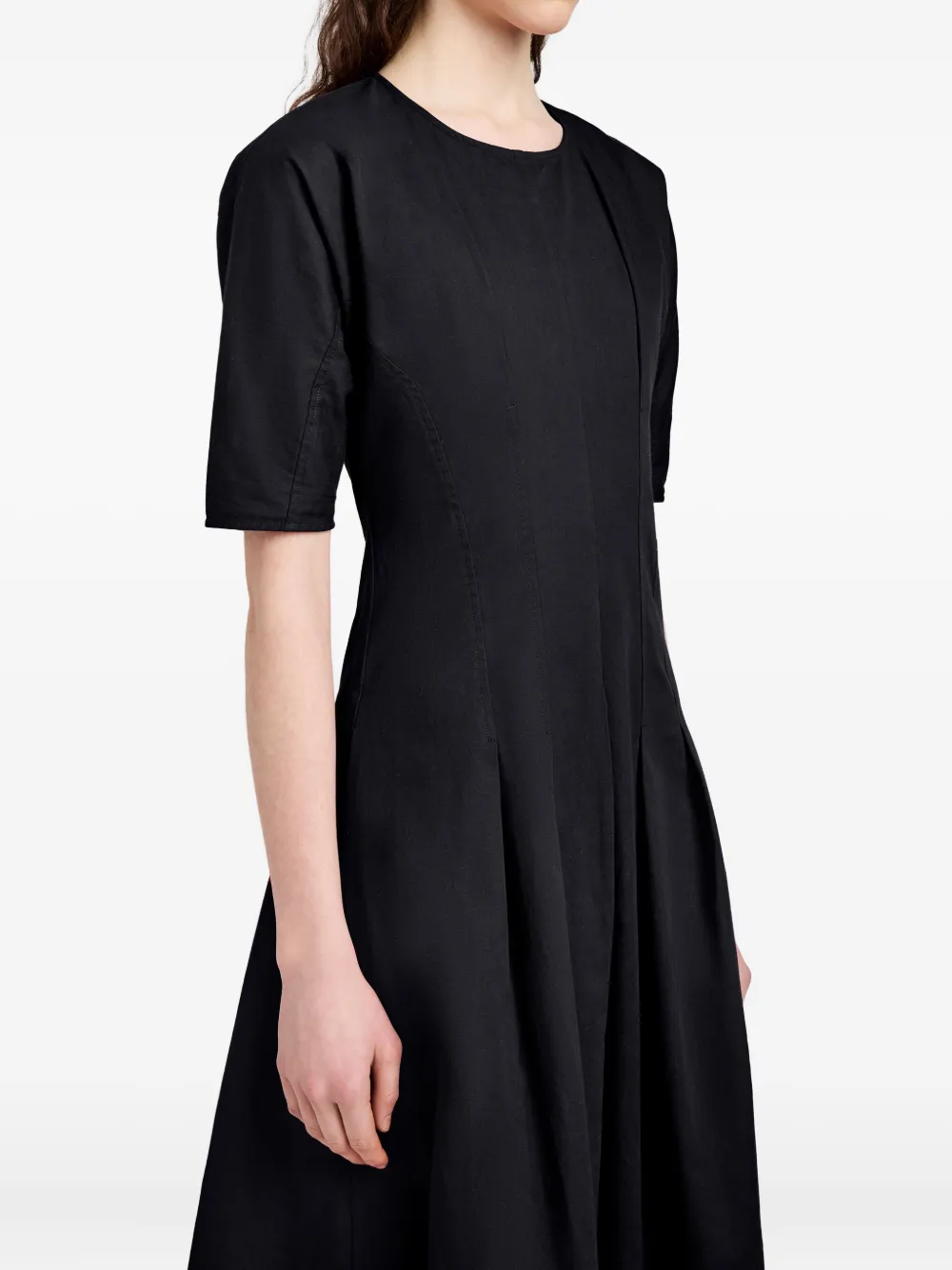 Proenza Schouler White Label Ainsley Pleated Short-sleeve Midi Dress In Black