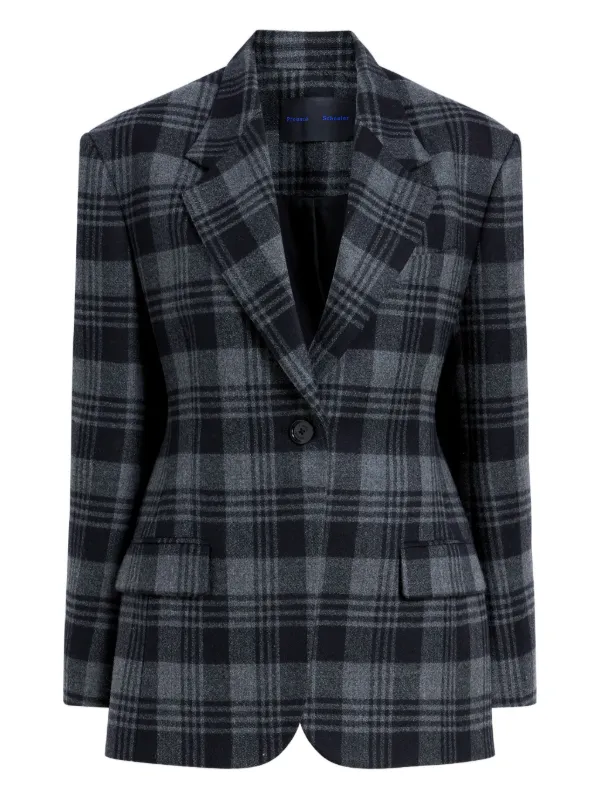 Proenza Schouler Checked Wool Blazer in Grey