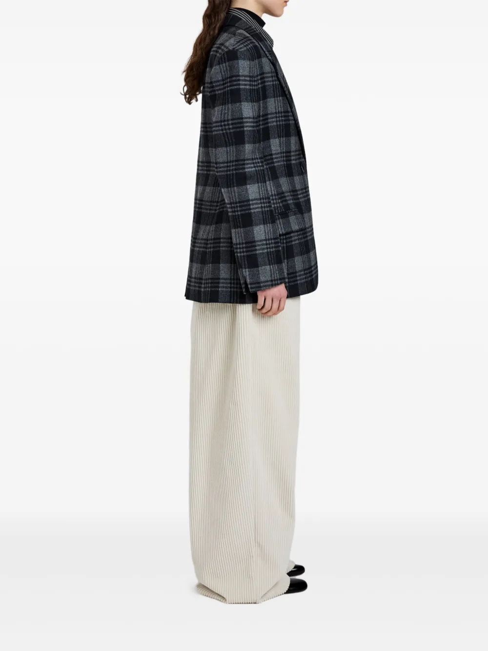 Proenza Schouler Checked Wool Blazer In Gray