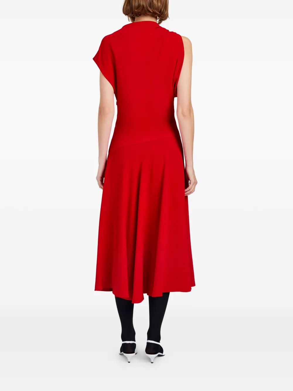 Proenza Schouler Draped One-shoulder Midi Party Dress In Red
