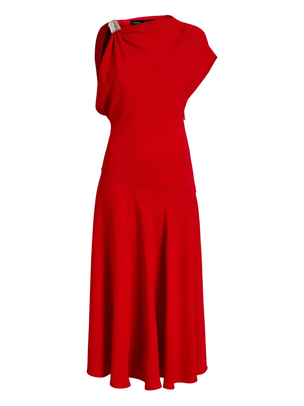 Proenza Schouler Draped One-shoulder Midi Party Dress In Red