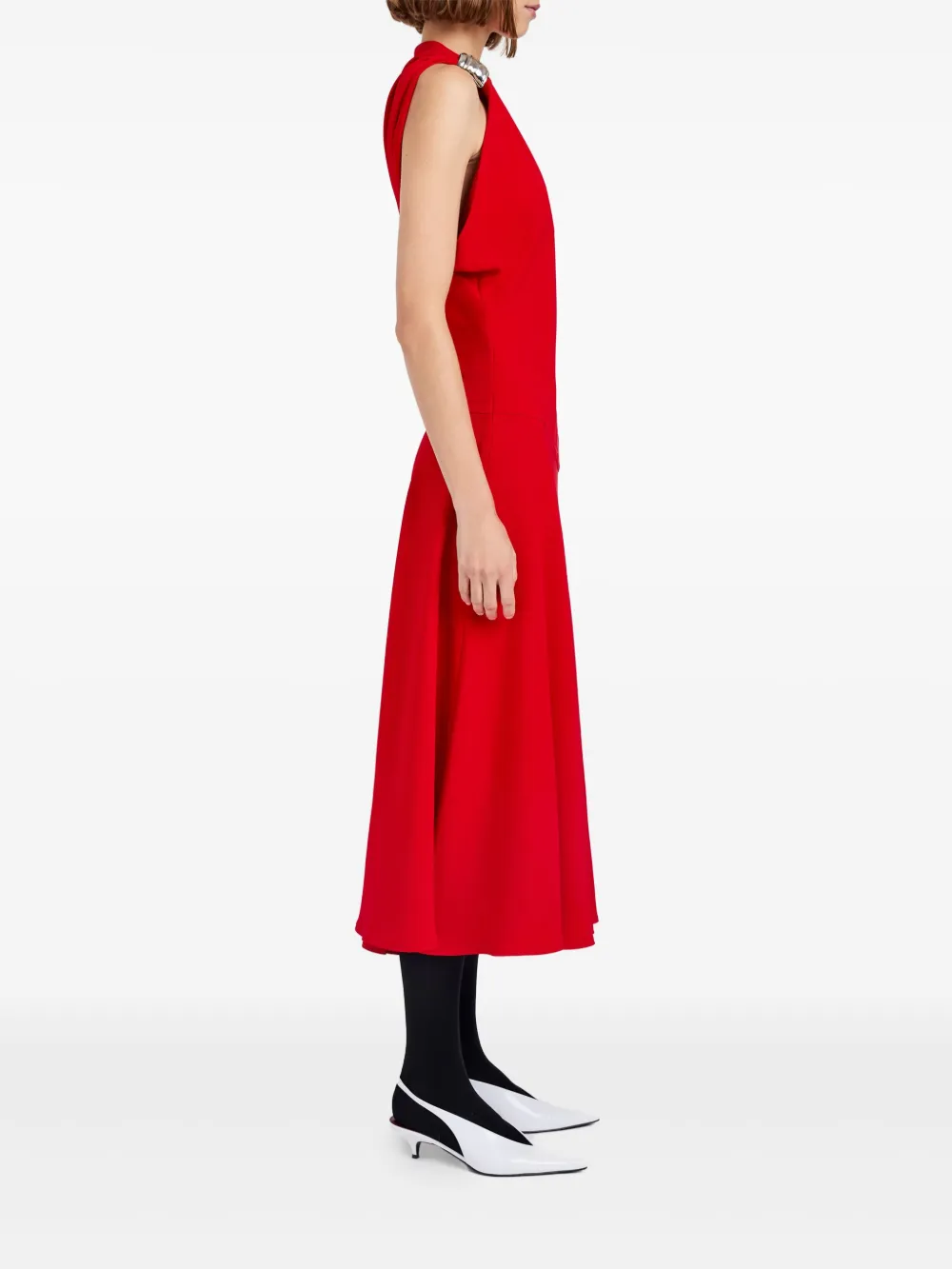 Proenza Schouler Draped One-shoulder Midi Party Dress In Red