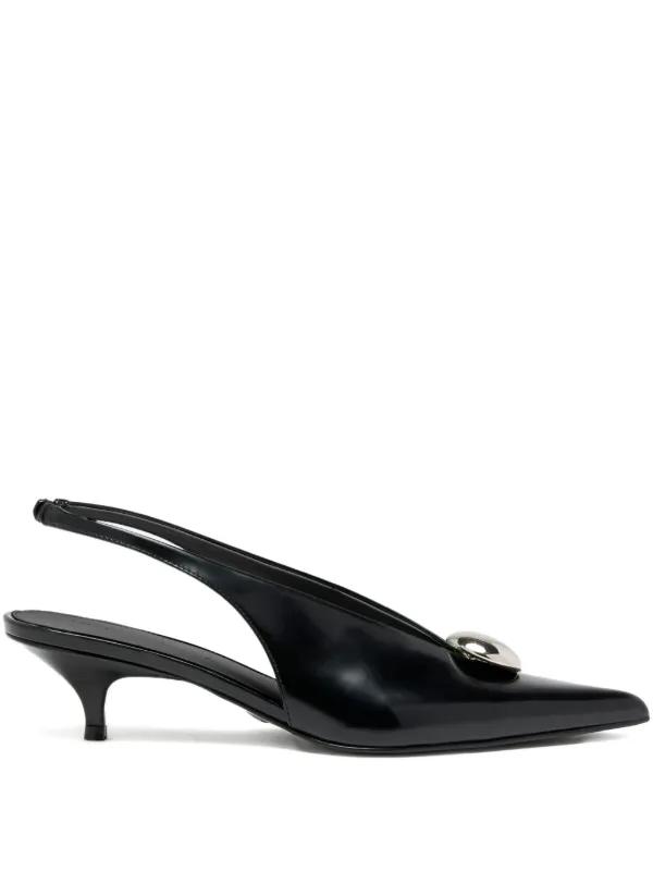 Proenza Schouler Dome Slash Slingbacks in Polished Calf in Black