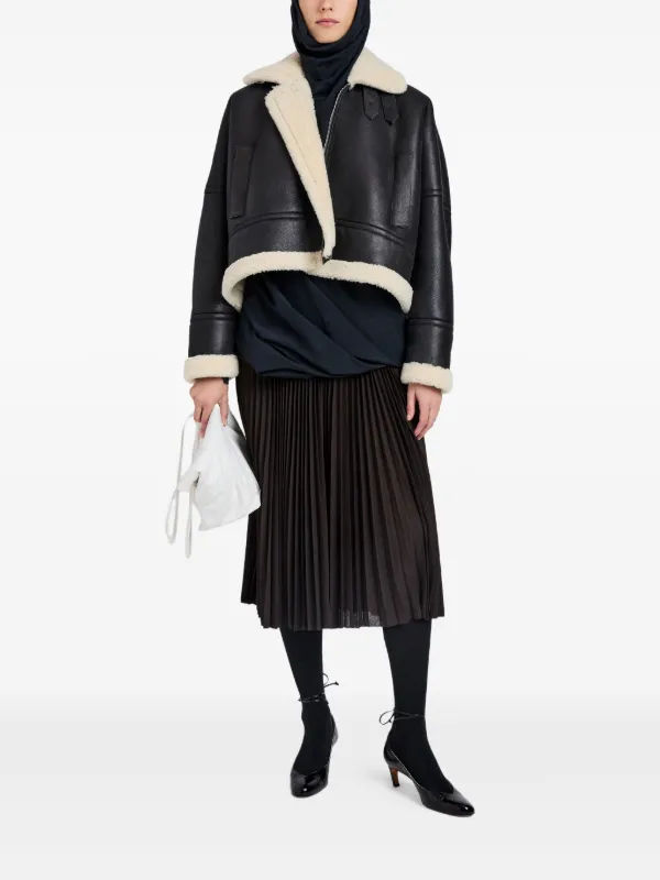 Proenza Schouler Leather shearling-linen Jacket | Black | FARFETCH