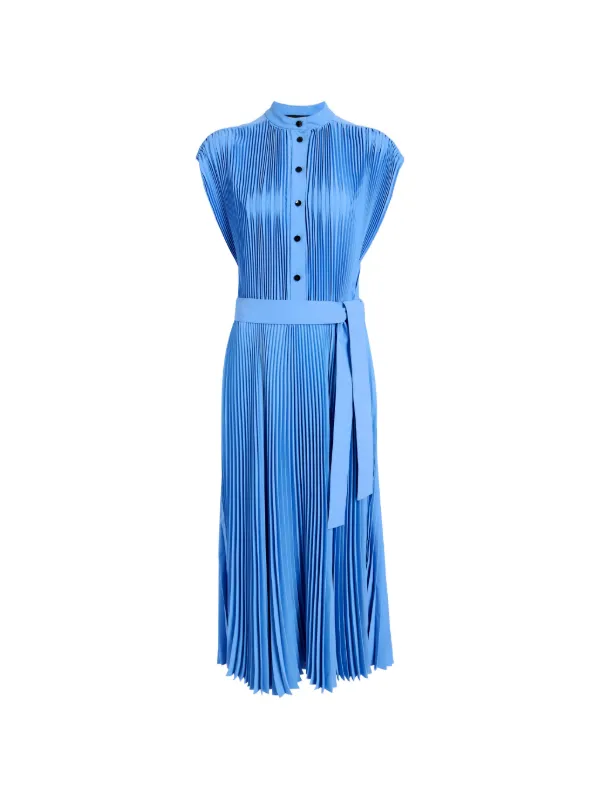 Proenza Schouler Farah Pleated Midi Dress in Blue