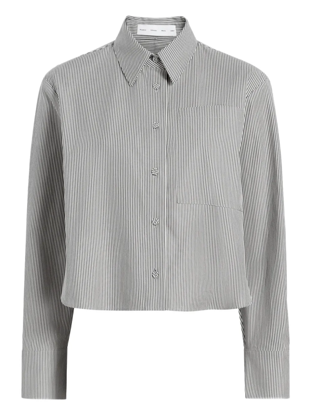 Proenza Schouler White Label Olive pinstripe cropped shirt | White | Image 1