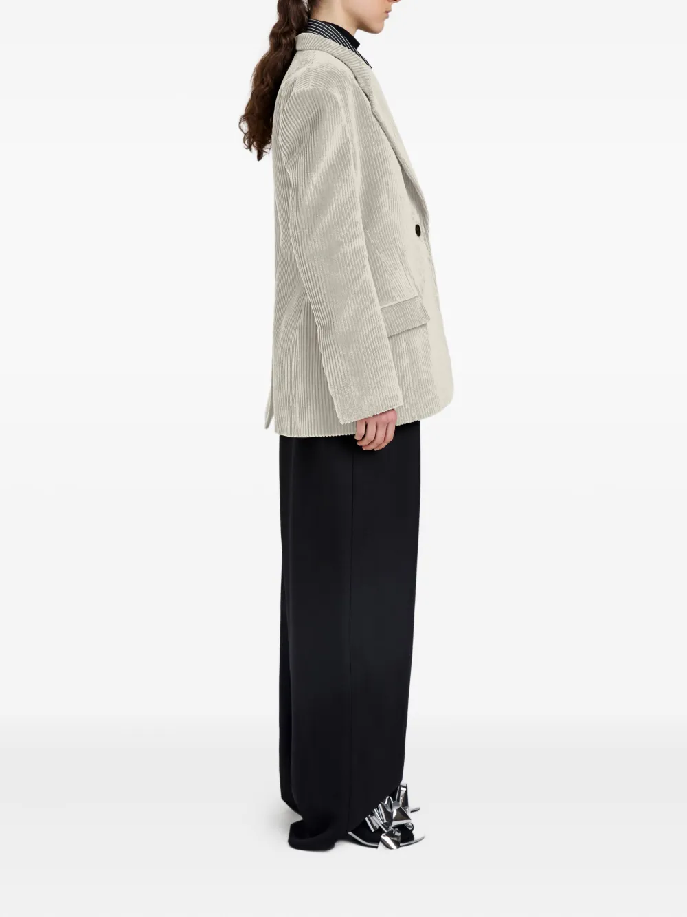 Proenza Schouler Corduroy Single-breasted Blazer In White