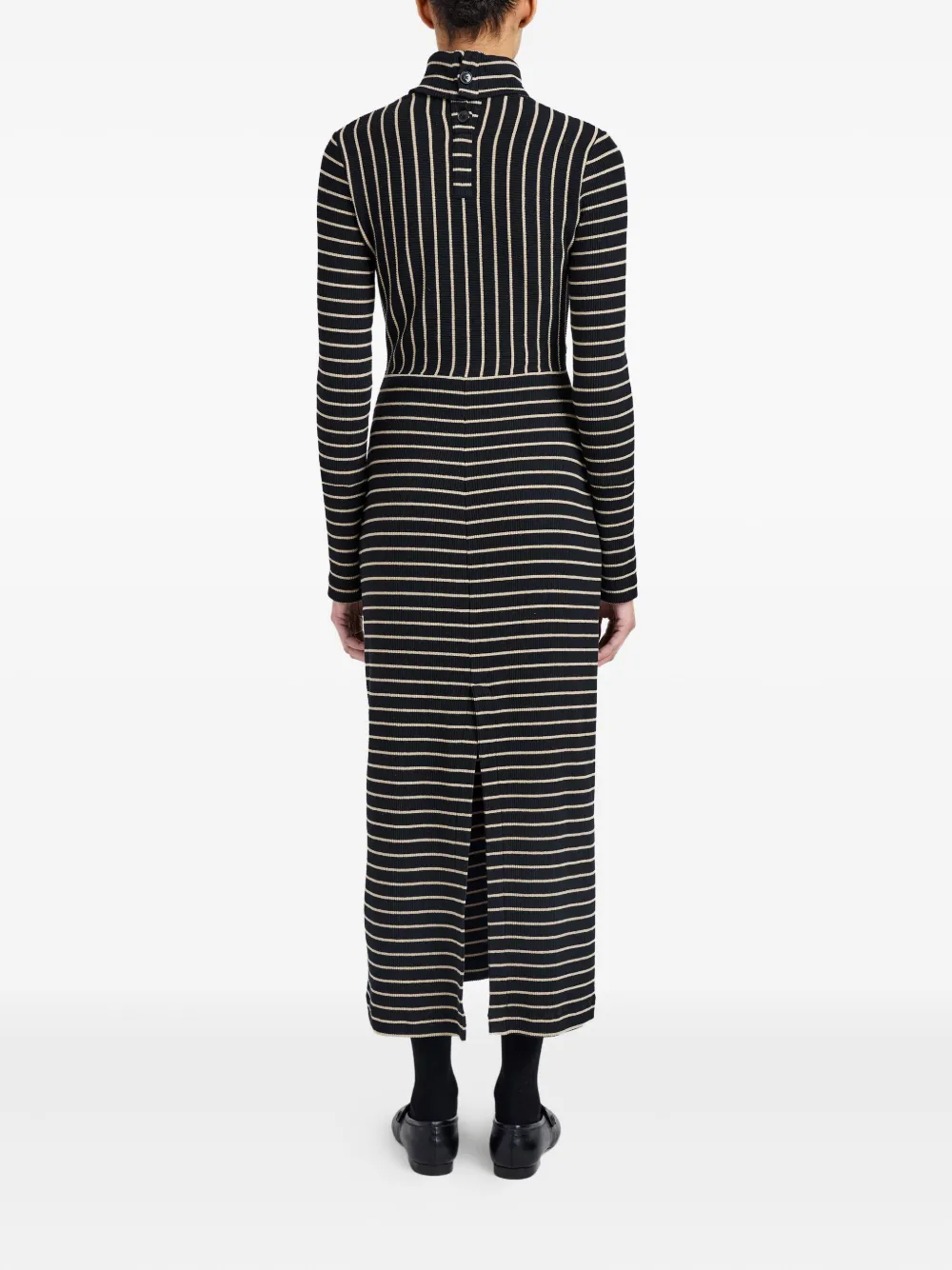 Proenza Schouler White Label Frances Ribbed Striped Midi Dress In Black