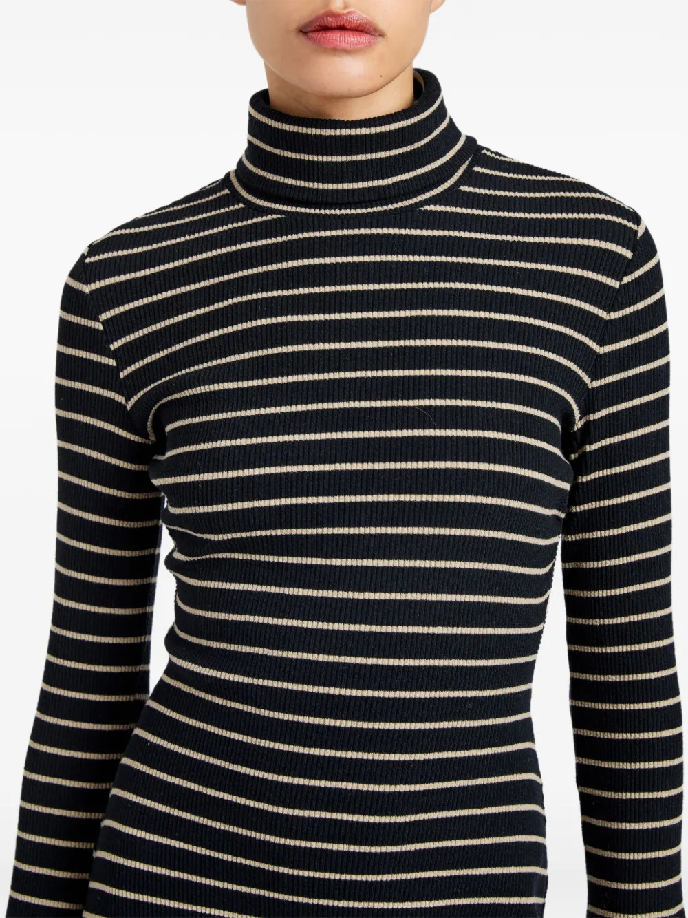 Proenza Schouler White Label Frances Ribbed Striped Midi Dress In Black