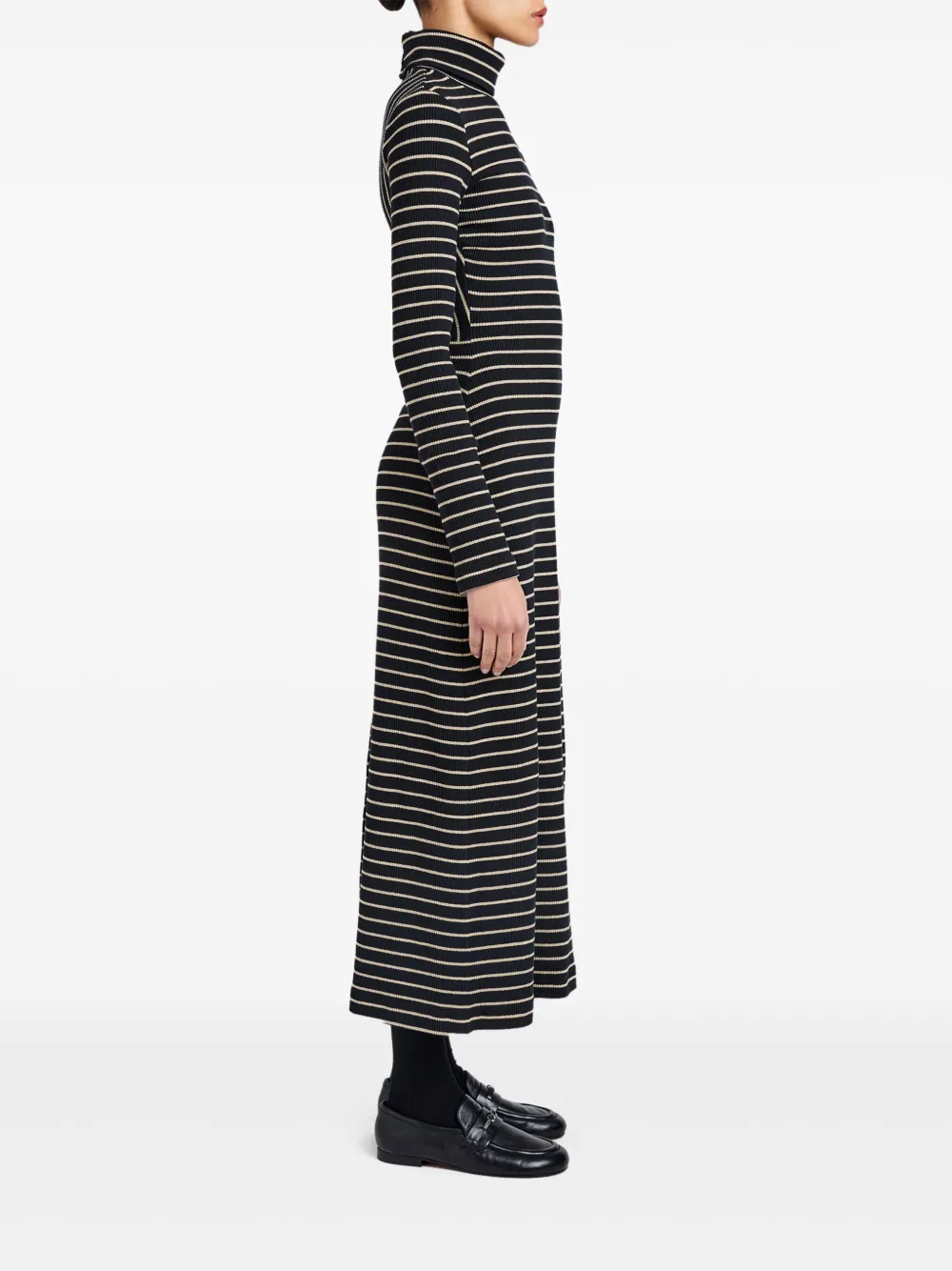 Proenza Schouler White Label Frances Ribbed Striped Midi Dress In Black