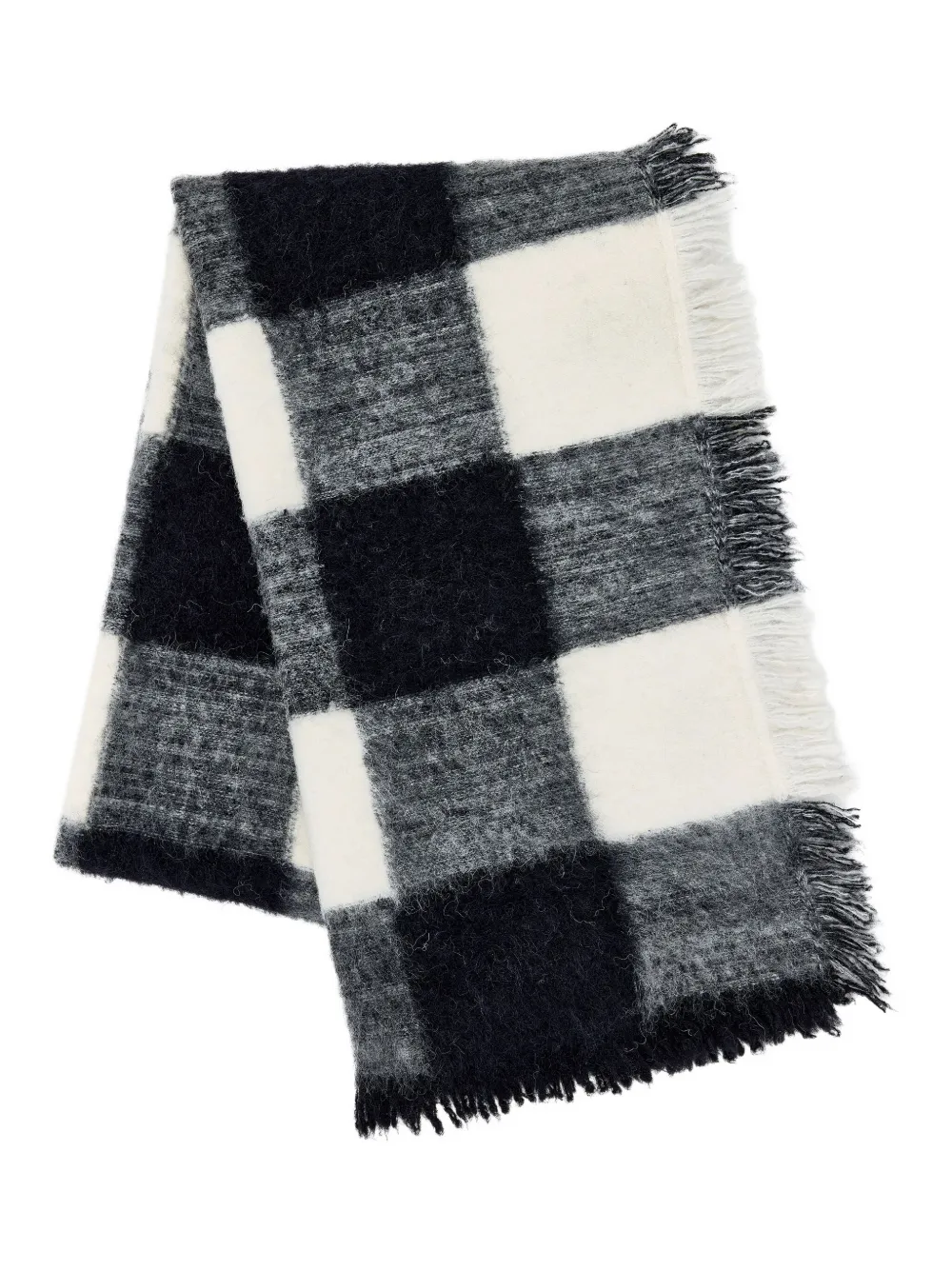 Proenza Schouler checked fringed scarf - Grijs