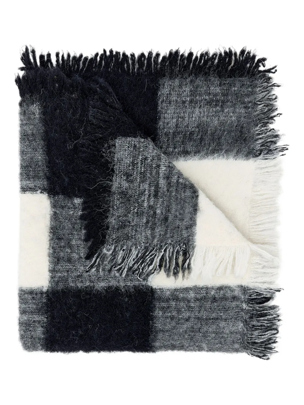 Proenza Schouler Checked Fringed Scarf In Gray