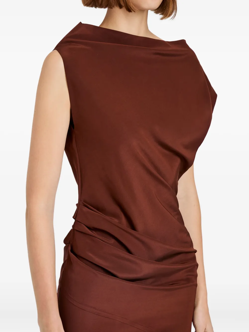 Proenza Schouler Draped Cowl-neck Midi Day Dress In Brown
