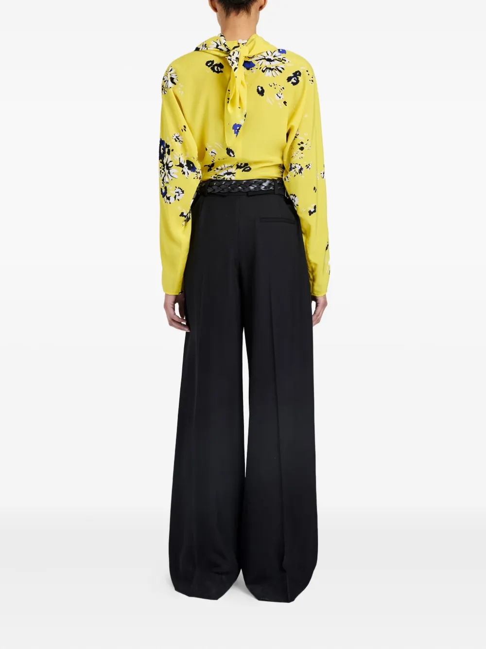 Proenza Schouler Blouse met gedrapeerde hals en bloemenprint Geel
