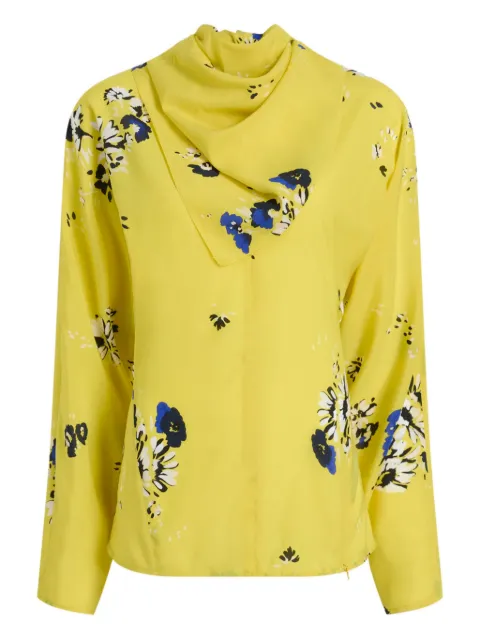Proenza Schouler blusa con estampado floral y cuello drapeado