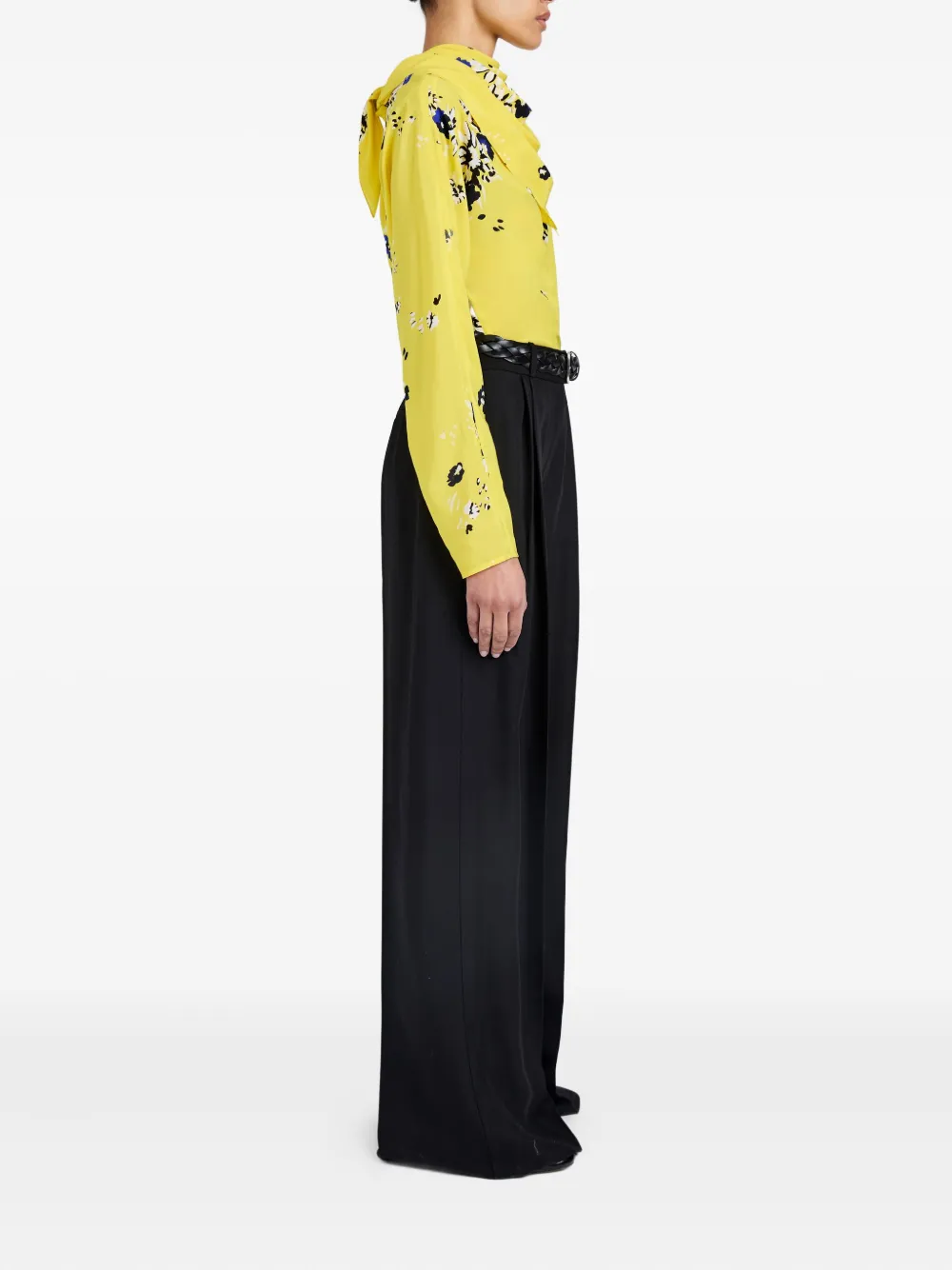 Proenza Schouler Blouse met gedrapeerde hals en bloemenprint Geel